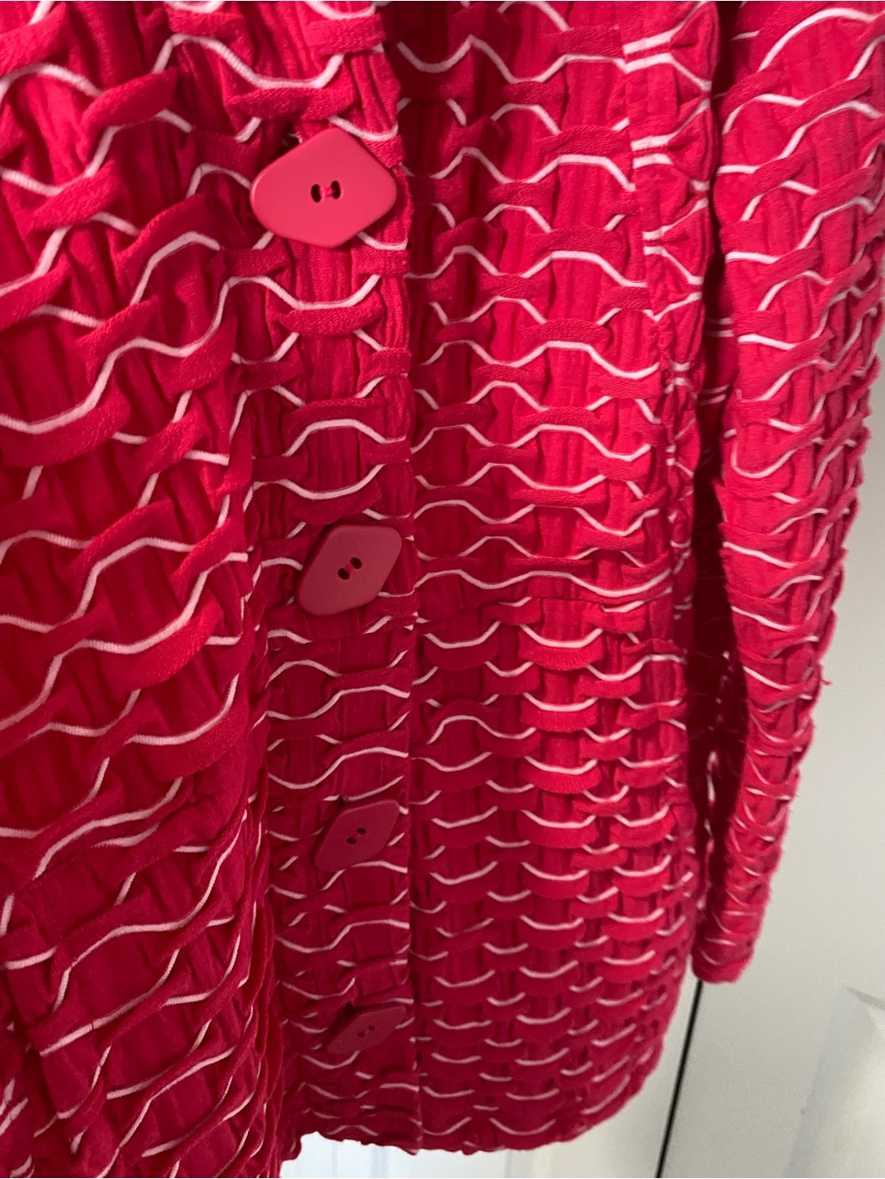 Habitat Red Textured Button-Front Blouse - Picture 5 of 8